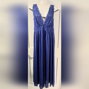 Vintage Shadowline Purple Long Lace Bodice Nightgown